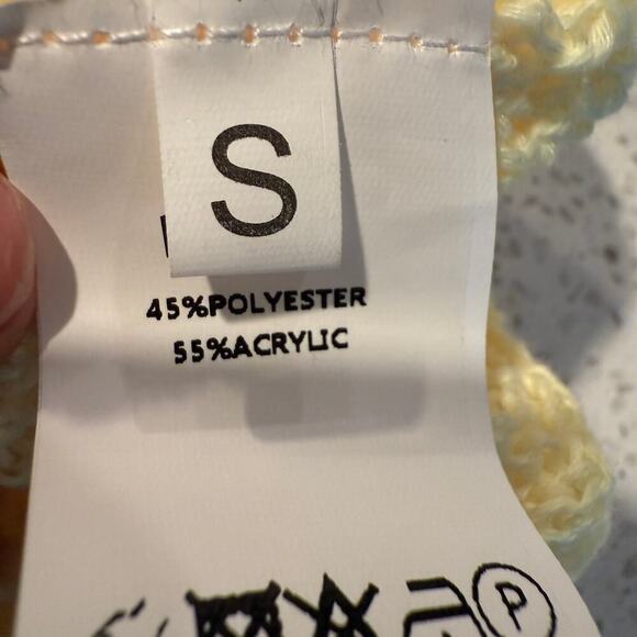 Yellow Crochet Knit Halter Maxi Dress Swim Cutout Open Back, Boho Beachwear, S/M - Picture 6 of 9